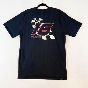 Locked Down Racing Men's Crewneck T-Shirt Sz XL Black Short Sleeve 16 Checkered